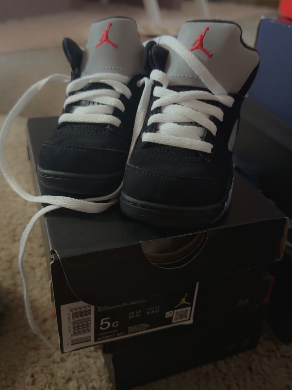 Jordan Toddler Black Gray White Sneakers with Red Jumpman